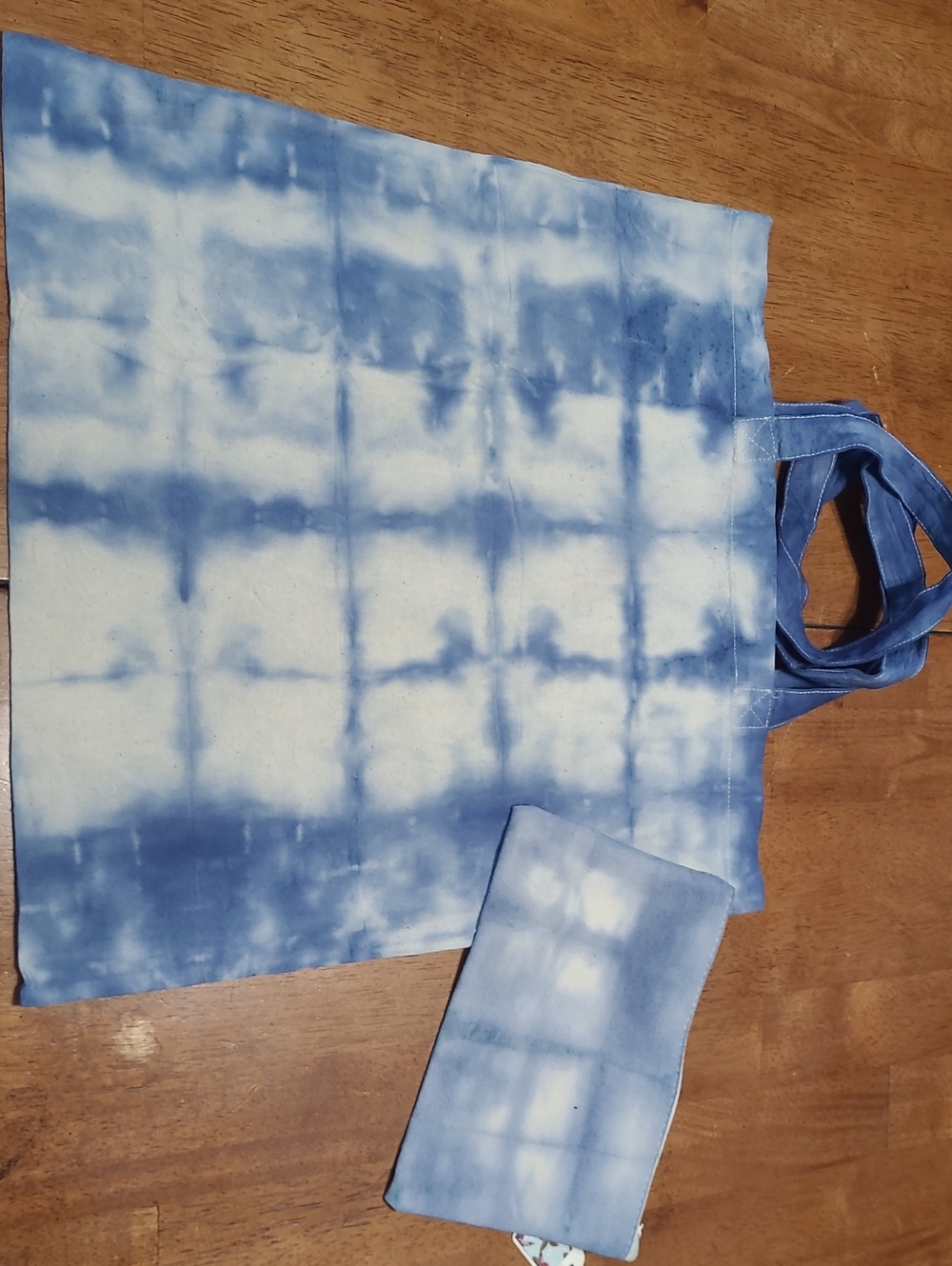 Blue Tie-Dye Tote Bag with Matching Pouch